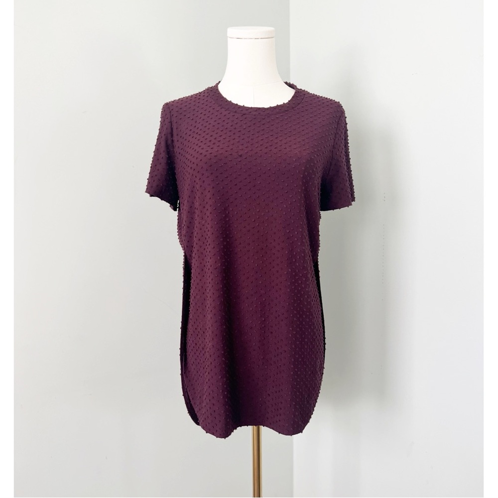 WILFRED Burgundy Capucine Swiss Dot Textured Tunic
